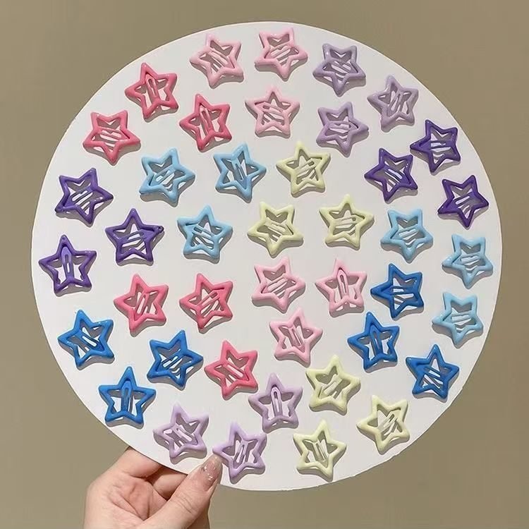 Sutyen pastel star snap hair clips set