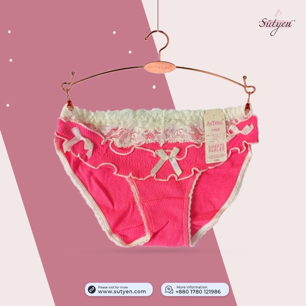Sutyen lace-bow satin free-size brief