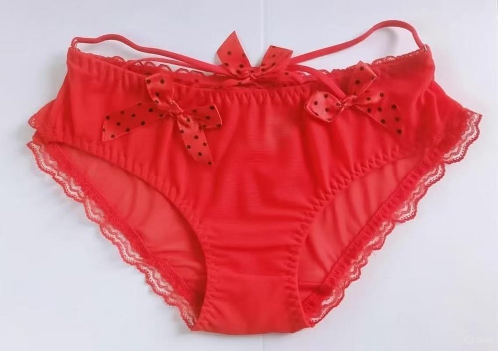 Sutyen red satin bow brief